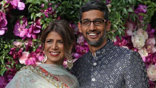 Lakshmi Pichai's son, Sundar Pichai with his better-half, Anjali.